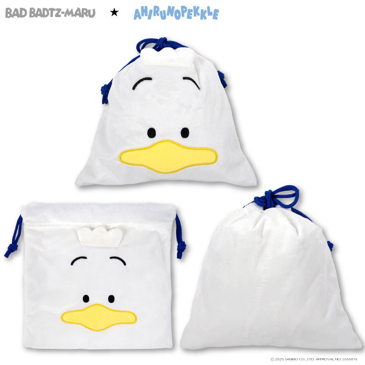 バッドばつ丸&あひるのペックル コラボ ふわふわ巾着