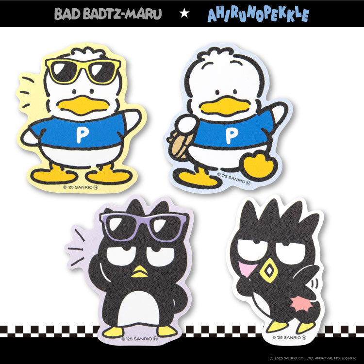 バッドばつ丸&あひるのペックル コラボ ステッカー(レザー)
