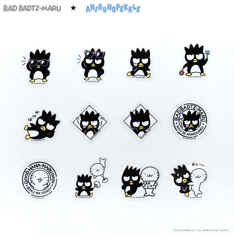 バッドばつ丸&あひるのペックル コラボ フレークステッカー