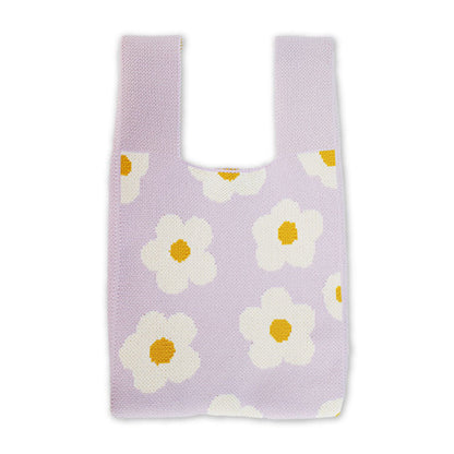 ニットハンドバッグ フラワー総柄