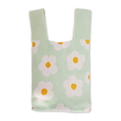 ニットハンドバッグ フラワー総柄