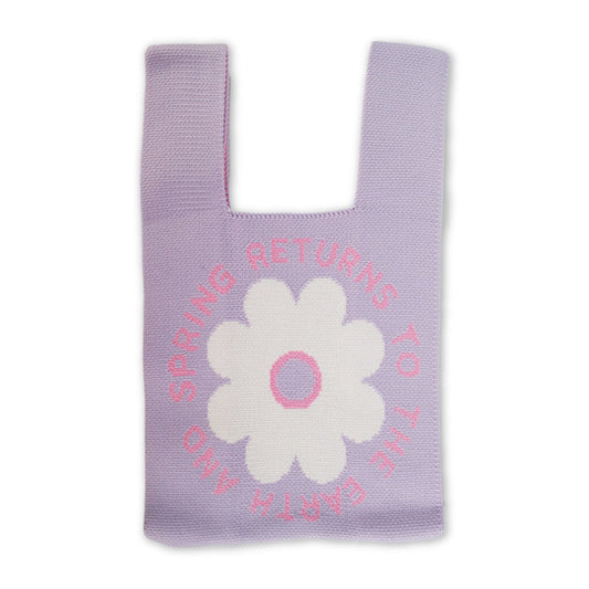 ニットハンドバッグ フラワーロゴ