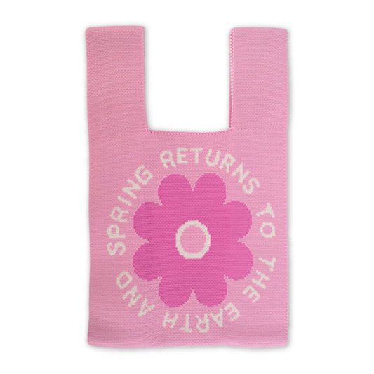 ニットハンドバッグ フラワーロゴ