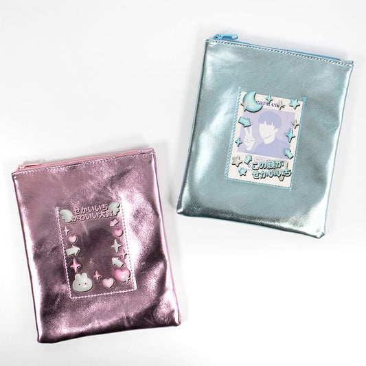 ポケット付きフラットポーチ