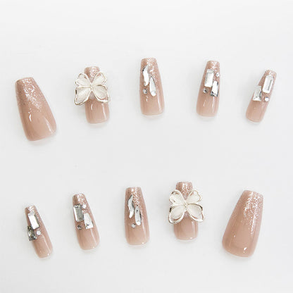 ネイルチップ シルバーストーン蝶