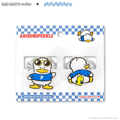 バッドばつ丸&あひるのペックル コラボ アクリルクリップ２P