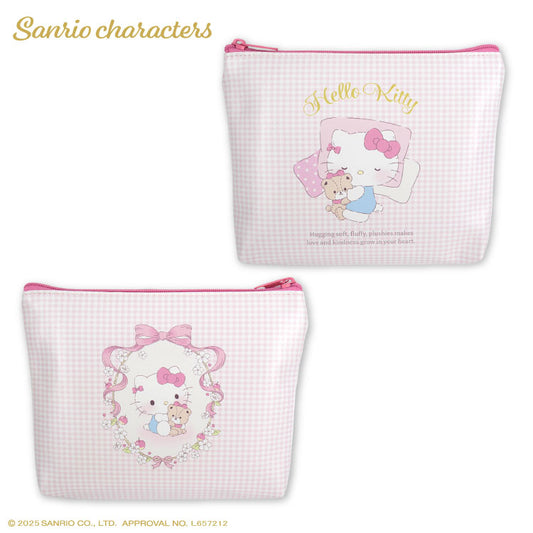 サンリオキャラクターズ ふわふわぬいぐるみ コラボ 合皮フラットポーチ