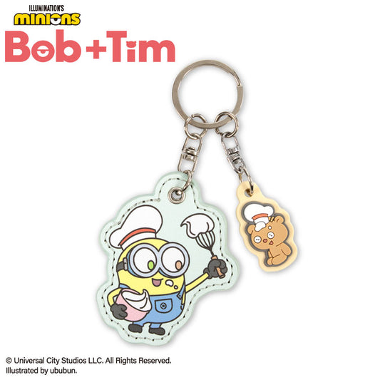 MINIONS Bob+Tim コラボ レザー調キーホルダー