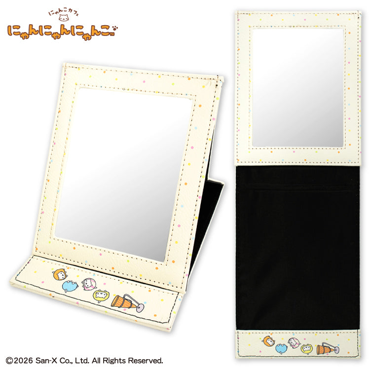 【予約販売】にゃんにゃんにゃんこ コラボ 折り畳みミラー