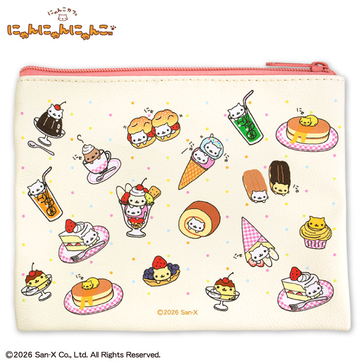 二次予約】にゃんにゃんにゃんこ コラボ フラットポーチ – サンキュー