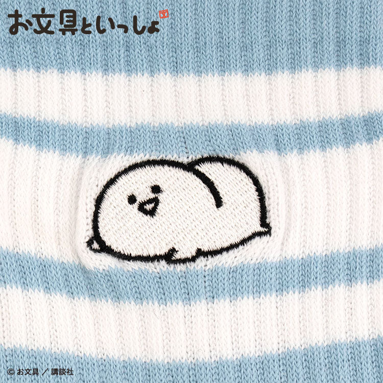 お文具といっしょ クルーソックス ライン刺繍
