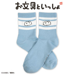 お文具といっしょ クルーソックス ライン刺繍