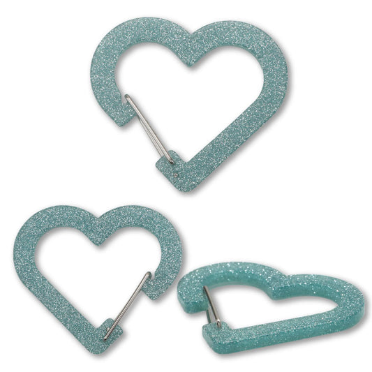 クリアハートラメカラビナキーホルダー